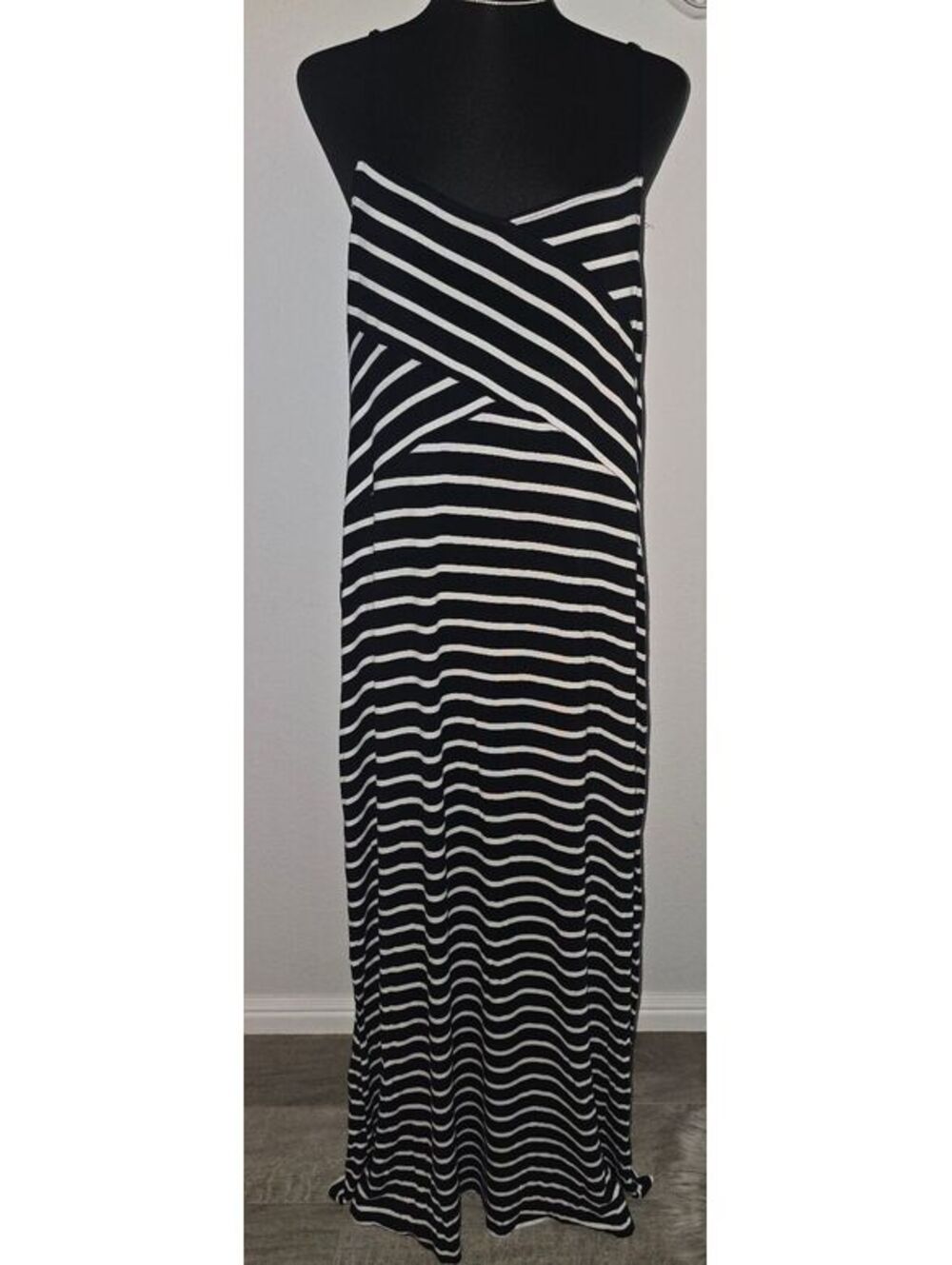 Massimo Black and White Striped Maxi Dress XXL